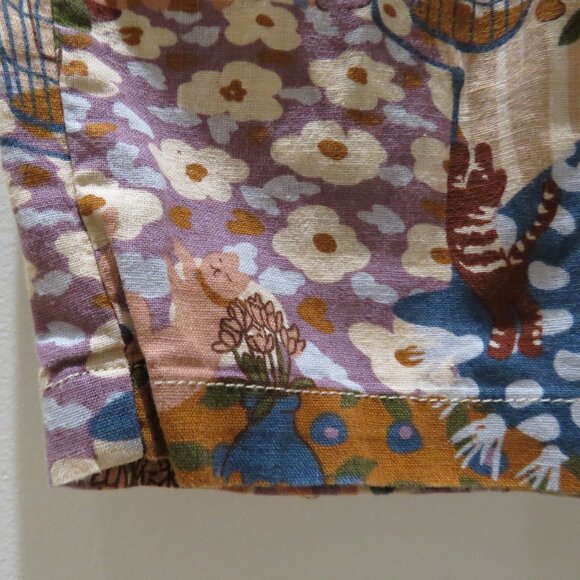 PRINCESS HIGHWAY X MODCLOTH Linen Blend Crazy Cat Print Cropped Pull On Pants - Picture 6 of 14